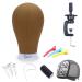 Eerya Wig Head Canvas Block Head 22 Inch Wig Head Stand for Making Wig Display Styling Brown Poly Canvas Block Wig Head with Stand Mannequin Head with Mount Hole Manikin Head Wig Stand(22 Inch,Brown) 22 Inch Brown