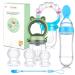 Baby Food Feeder Set Silicone Rattle Fruit Pacifier 125ml Squeeze Spoon Infant Teething Feeding Supplies (Blue)