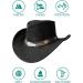 BRANDSLOCK Handcrafted Leather Cowboy Hat - Lightweight Wide Brim Outback Cowgirl Hat in XX-Large Black - Buy Online on GoSupps.com