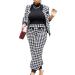 SOMTHRON Women's Houndstooth Print 2 Piece Outfit Set - Zip Up Jacket & Long Pants - X-Large Black - Buy Online on GoSupps.com