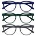 Opulize Blu - Reading glasses Blue light filter 3 Series Pack Cool Frame Feder hinges improve the sleep computer gaming reflective men BBB5-137 +3.50 diopters blue / green / gray