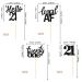 24 PCS 21st Birthday Cupcake Toppers - Hello 21 Twenty One Picks for Cake Decorations in Black - Buy Online on GoSupps.com