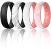 ThunderFit Silicone Wedding Bands for Women Breathable 2 Layers 5.5mm Wide 1.5mm Thick - 1/4/8/10 Variety Multipack Pack G: Black-White Marble-Black White-Light Red Pink Marble-Light Red 6.5 - 7 (17.35mm)