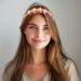 Rhinestone Flower Headband with Pearls and Crystals Red Flowers and White Preals Design Orange - Buy Online on GoSupps.com