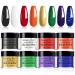 Honey Joy 8pcs/set Fine Dipping Powder Dip Kit Powder Nail Color System Orange Green Yellow Red Purple Dark Blue Like Gel Polish Effect Even & Smooth Finishing (Dip-8pcs-01)