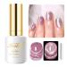 Imtiti Pink Cat Eye Gel Nail Polish 15 ml Glitter Pink Holographic Reflective Sparkle Flash UV Soak Off Gel Nail Polish with Magnetic Stick 1 Piece