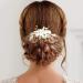 PRETTYLIFE Floral Bridal Hair Piece with Comb - White Pearl Leaf Wedding Hair Accessory for Women - Buy Online on GoSupps.com
