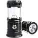 2 Pack LED Camping Lantern Solar Lantern, Collapsible Solar Camping Lights, Rechargeable Flashlights Portable Survival Light for Hurricane, Emergency, Power Outages, Hiking, Fishing Black 2 Pack