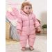 Baby Hooded Winter Romper Down Jacket Snowsuit Coat | Pink | 3-6 Months | Boys Girls Warm Bodysuit Outfits - Buy Online on GoSupps.com