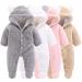 Newborn Baby Cartoon Bear Snowsuit Winter Coat Fleece Hooded Romper Jumpsuit 0-3 Months Grey
