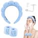 Yeabininee Spa Headbands Washing Face Headband Makeup Skincare Headband Wristband Set Blue Fluffy Hairbands Coral Velvet with Hanging Hook Women Gifts