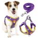 Rennaio dog harness no pull adjustable puppy dishes with 2 linen clips ultra comfortable chest harness and leash set for small and medium-sized dogs (purple l) Lila L