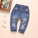 KIDSCOOL SPACE Baby Ripped Jean Toddler Elastic Waist Distressed Denim Pants - Blue (6-12 Months) - Buy Online on GoSupps.com