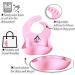 Baby Luxe 10 Piece Bamboo Weaning Set + Free Teething Toothbrush - Pink | Suction Plate, Bowl, Sippy Cup, Bib, Mat, Spoon, Fork - Kids Cutlery Set for Self Feeding Tableware - Buy Online on GoSupps.com