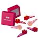 Hair -like hair clip set (6 pieces | orchids flowers | pink red) for girls including box for storage (box color: pink)