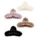 Olldag 4 PACK Large Hair Claw Clips Faux Fur Plush Hair Catch Barrette Jaw Clamp Hair Claw Combination for Women Half Bun Hairpins for Thick Hair (4.7 inch) Black +White+ Purpel +Khaki
