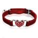 Cobee Bling Heart Cat neck band with bell adjustable kitten neck band with seat belt rhinestone pet collapse for small cats and dogs (red)
