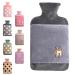 Hot Water Bottle with Cover 1.8L Large Rubber Hot Water Bottle for Relieving Menstrual Cramps Neck Shoulder Back Stomach Pain Warming Hands and Feet 1.8L-Grey letters