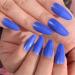 Deep Blue Color Glossy Fake Nail Short Almond Press on Nails Tips Nail Art Decoration for Women and Girls Manicure 24pc