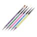 Waldd 5 Pieces Nail Art Point Drill Drawing Brush Pen Manicure Care Tool Nail Brushes Double Ended Dotting Tools Set Nail Art Liner Brush Multi-colored