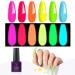 LIBERTY BUGS Luminous Gel Nail Polish Kits -6 Colors Glow In The Dark Gel Polish Blue Hot Pink Green Gel Spring Summer Color Gel Polish Soak off Nail Lamp for Nail Art Design Gifts for Women Fluorescence Beats
