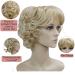 Kalyss Golden Blonde Short Curly Wig with Bangs | Heat Resistant Synthetic | 70's Style Full Hair Wig (10 Blonde) - Buy Online on GoSupps.com