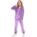 Hopeac Girls Casual Basic Velour Zip Up Hoodie Sweatsuit Tracksuit Set Jogger Clothes Outfits Lavender 13-14 Years