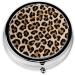 Leopard Patterned Mini Round Pill Box | 3 Compartment Travel Pill Organizer | Portable Medicine Case for Home & Office - Buy Online on GoSupps.com