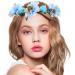 Lurrose Flower Head Wreath Floral Crown Headpiece Flower Headband with Adjustable Ribbon for Party Wedding Festival Sky blue - Buy Online on GoSupps.com