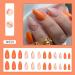Orange & Gold Glitter Striped Almond Press-on Nails - 24Pcs | Full Cover Acrylic False Nails for Women & Girls - Buy Online on GoSupps.com