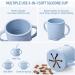 Silicone Baby Weaning Set (10 Pcs) - Adjustable Bib, Suction Bowl, Plate, Fork, Spoon, Cup Kit - Blue - for Babies, Toddlers, Kids - Buy Online on GoSupps.com