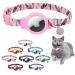 Mouyou Airtag cat neck band Airtag collar cat with bell safety clasp soft nylon cat neck band with silicone Airtag holder case adjustable from 22-34cm pink with pattern C4