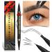 Imethod microblading eyebrow pencil-Eyebrow pencil 2-in-1 dual-ended eyebrow pencil with 3-micro fork tip applicator & precise brush tip creates natural eyebrows dark gray gray