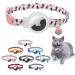 Mouyou Airtag Cat Collar Airtag Collar Cat with Bell Safety Clasp Soft Nylon Cat Collar with Silicone Airtag Holder Case Adjustable from 22-34cm White with Cute Animal Pattern C5