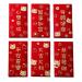 6Pcs Chinese Lunar New Year Red Envelopes Rectangle Red Packet Personalized Red Pocket Hong Bao for Graduation A Style A
