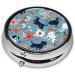 Border Collie Florals Round Pill Box | 3 Compartment Portable Travel Organizer for Vitamins & Medications - Buy Online on GoSupps.com