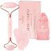 Plantifique Rosenquarz Roller and Gua Sha Stein - Natural Rosenquarz Roller and Guasha - Facial Roller - Face massage for eye swelling skin tightening of face - face roller massage rose quartz set