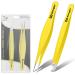 Professional Eyebrow Tweezers Set 2-Piece Slant & Point Precision Tip Stainless Steel Precision Tweezers Kit for Ingrown Hair Removal and Lash Extensions Crafted for Professional Use (Yellow)