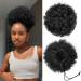 YEAME Afro Puff Drawstring Ponytail for Black Women  Short Kinky Curly Afro Ponytail Synthetic Hair Puffs  Premium Black Afro Bun Drawstring Ponytail for Women Girls (1B Natural Black) Natural Black 1B