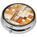Mid Century Modern Round Pill Box | 3 Compartment Portable Travel Organizer for Medicine Vitamins & Tablets - Decorative Mini Pocket Case - Buy Online on GoSupps.com