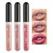 3 PCS Glitter Liquid Lipstick Set Red Pink Lip Gloss Kit for Women Gothic Glitter Lip Kit for Halloween Makeup Costume Party Cosplay-Set A