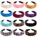 Deviegath 12 Pack Knotted Headbands for Women Fashion Wide Leopard Print Girls' Headbands Solid Color Turban Hair Hoops Head Bands for Women's Hair