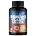 Organic Cadane Berberine Supplement 150 Capsules with Neem Leaf Apple Cider Vinegar VIT D3 E & More - Berberine Extract - Support for Immune System Digestion & Overall Health
