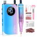 SAVILAND Electric Nail Drill Professional: 40000RPM Powerful Electric Nail File Portable Nail Drill with 12 Drill Bits Rechargeable Efile for Acrylic Gel Nails Removing Manicure Pedicure Salon Blue Pink