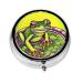 Frog in A Pondround Pill Box 3 Compartment Round Pill Box Organizer &Portable Travel Pill Box for Traveling.