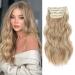 Hair Extensions Clip in 4pcs Dirty Blonde with Brown Highlights Hair Extension Long Wavy Full Head Clip in Hair Extension Synthetic Fiber Hair Pieces for Women