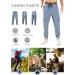 Elegancity Mens Cargo Jogger Trousers Work Pants Regular Fit Drawstring Sweatpants Sports Bottoms with Pockets - 32 A Sky Blue - Buy Online on GoSupps.com