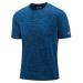 KEFITEVD T-Shirt Men's Functional Shirt Sports T-Shirts Round Neck Breathable Training Shirt Quick-drying Fitness Shirt Blue 3XL