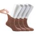 Cosyfeel Women Loose Diabetic Socks | 4-Pack Neuropathy Ankle Socks for Ladies | Super Soft Eco-Friendly Bamboo Material | Durable with Seamless Toe | Multicolour Patterns | 4 Seasons 7-9 1/2 LIGHT BROWN