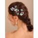 Kercisbeauty 6PCS Silver Leaf Leaves Hair Pins Set for Wedding Brides Bridesmaid Crystal Hair Piece for Brides Bridesmaid Bohemia Handmade Hair Piece Set (Silver)